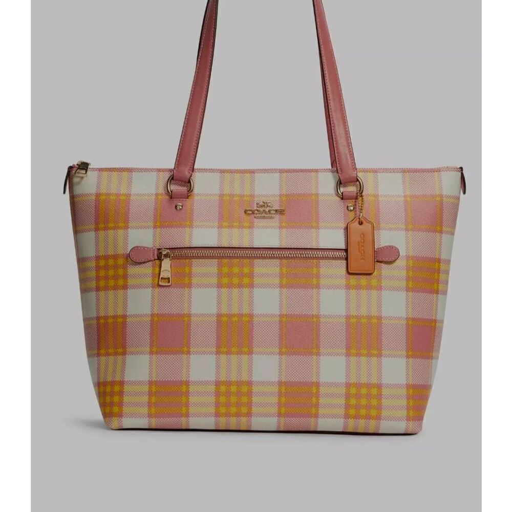 NWOT Coach Gallery Tote Bag With Garden Plaid Print (PF)